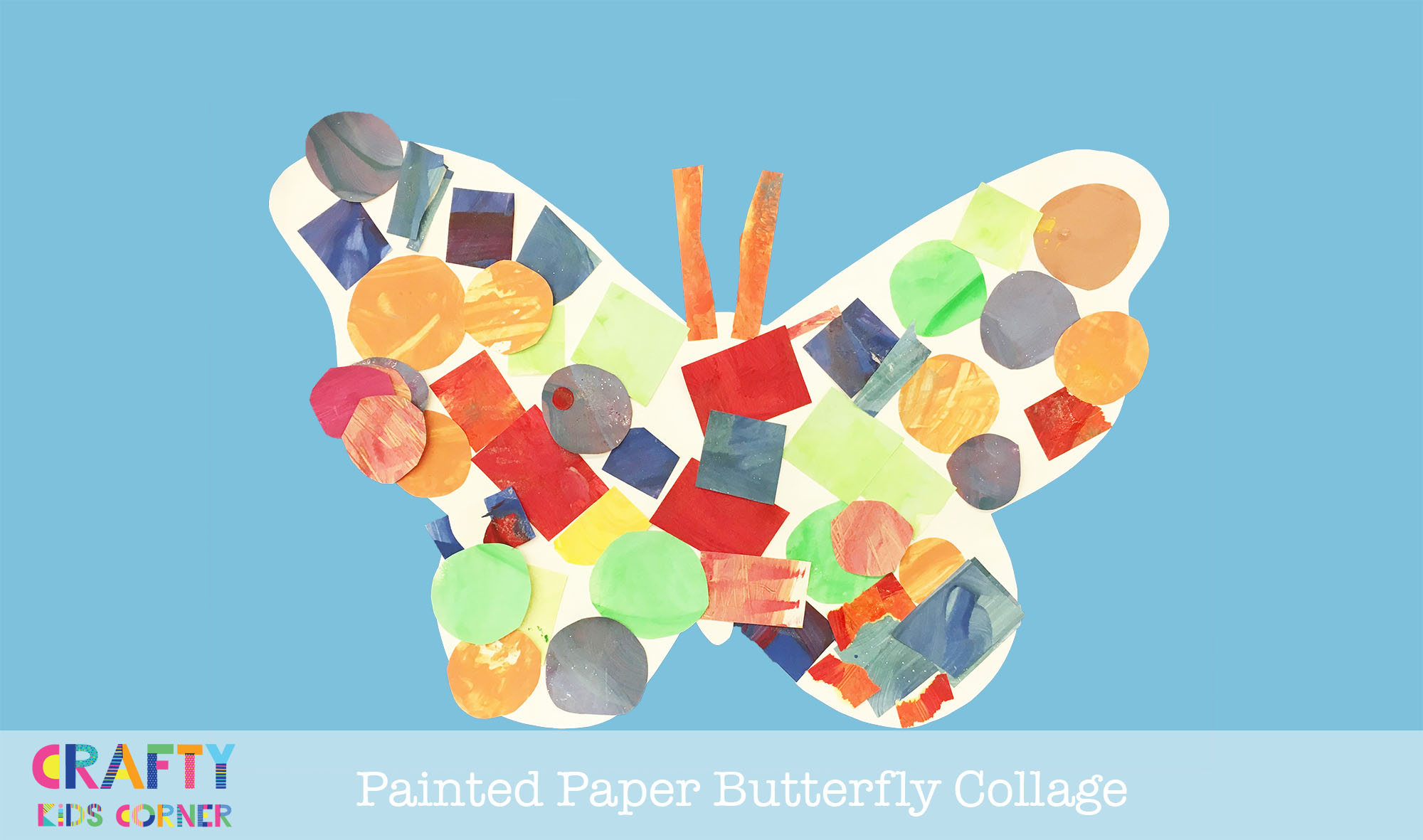 painted paper butterfly collage art for kids by Crafty Kids Corner